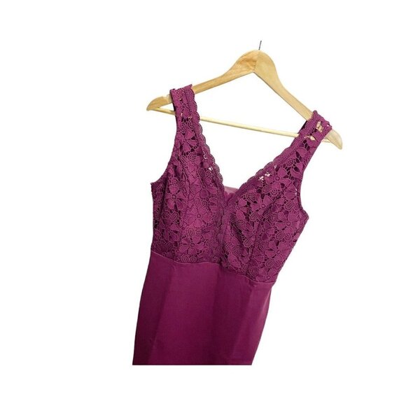 GRACE KARIN Women Sleeveless Deep V Neck Cocktail Pencil Dress Lace Purple M - Picture 2 of 4